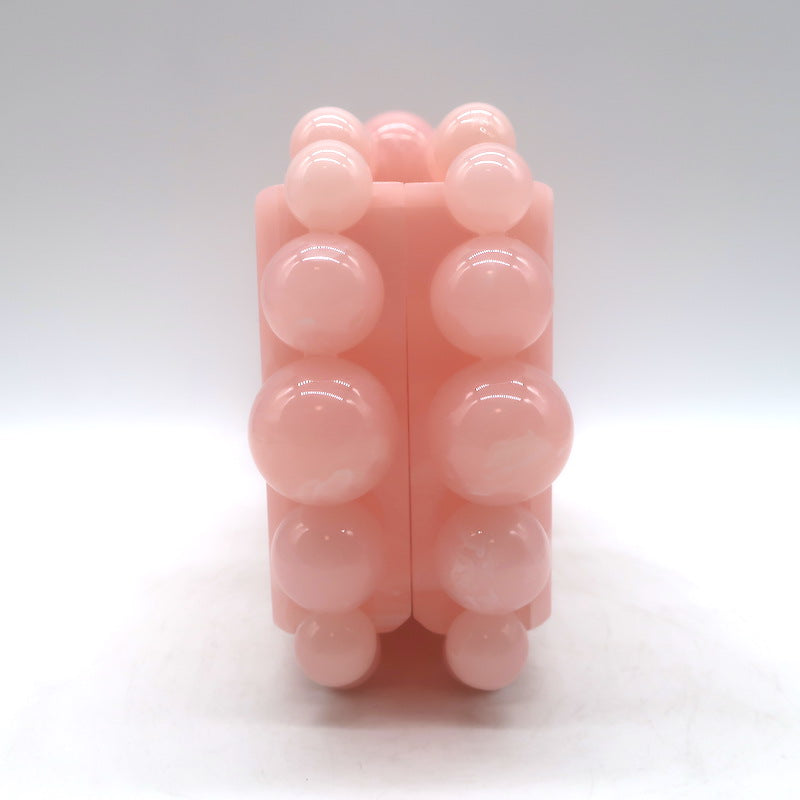 Cult Gaia Eos Box Clutch Pearlescent Pink Acrylic NEW