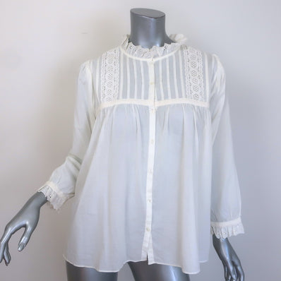 Nili Lotan Sarah Broderie Anglaise-Trim Blouse 