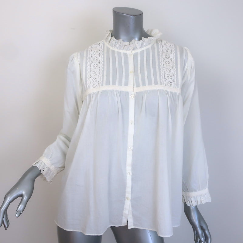 Nili Lotan Sarah Broderie Anglaise-Trim Blouse 