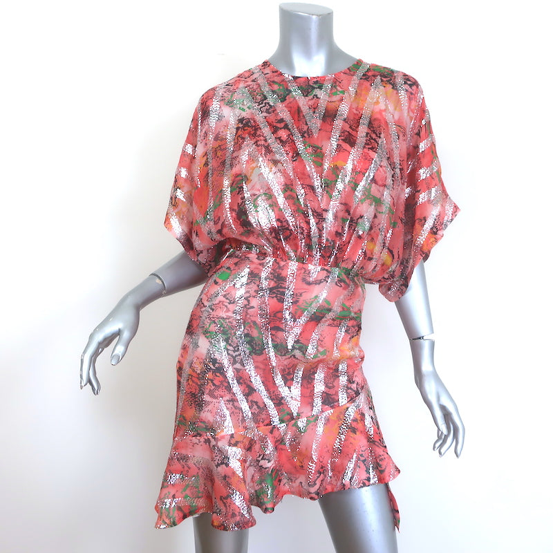 IRO Wobam Ruffled Asymmetric Mini Dress Salmon