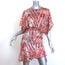 IRO Wobam Ruffled Asymmetric Mini Dress Salmon Metallic Snake Print Silk Size 34