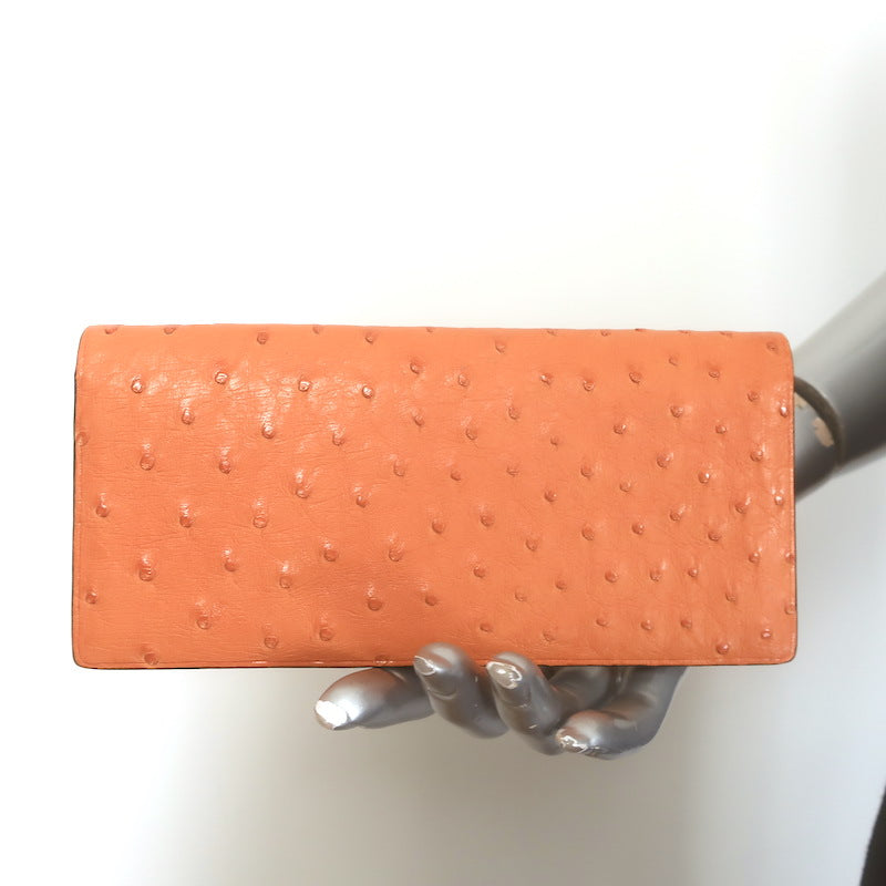 Il Bussetto Ostrich Long Bi-Fold Wallet Orange