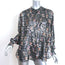 Isabel Marant Blouse Black Metallic Printed Chiffon Size 36 Long Sleeve Shirt