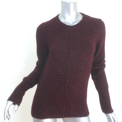 Isabel Marant Cutout-Back Crewneck Sweater Burgundy Speckled Knit Size 38