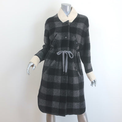 Isabel Marant Etoile Glitz Buffalo Check Blanket Coat Black/Gray Size 34