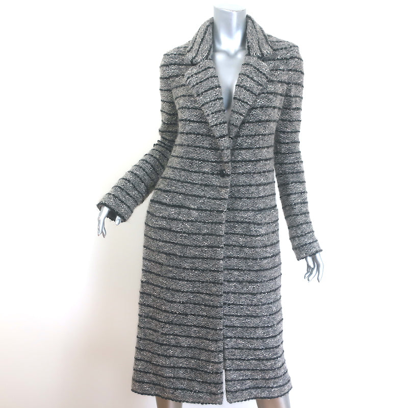 Isabel Marant Etoile Ifea Striped Coat Gray Wool-Blend Size 38 One-Button Jacket