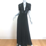 Isabel Marant Etoile Kamil Pleated Maxi Dress Black Crinkled Voile Size 34