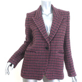 Isabel Marant Etoile Kerstin Houndstooth Blazer Raspberry Virgin Wool Size 36