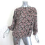 Isabel Marant Etoile Leland Tie-Hem Blouse Black/Beige Printed Crepe Size 34