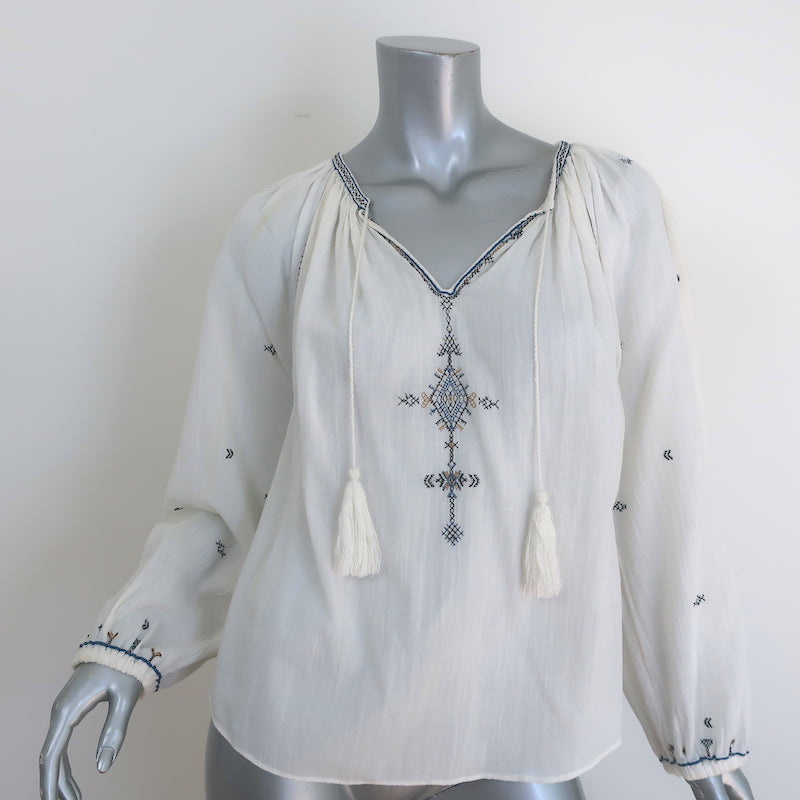 Isabel Marant Etoile Melina Peasant Blouse Cream Embroidered Cotton Size 34