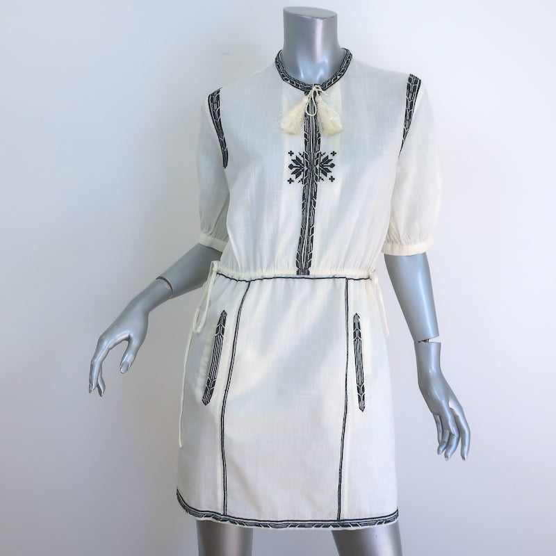 Isabel Marant Etoile Rebel Embroidered Mini Dress Ivory Cotton Size 34 Celebrity Owned Isabel Marant Etoile Rebel Embroidered Mini Dress Ivory Cotton Size 34 Celebrity Owned