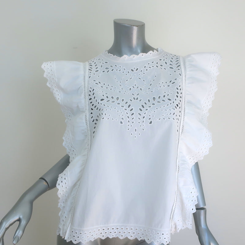 Isabel Marant Etoile Silo Broderie Anglaise Top White Cotton Size 36
