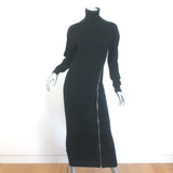 Isabel Marant Gemmy Side-Zip Midi Dress Black Wool-Blend Knit Size 36