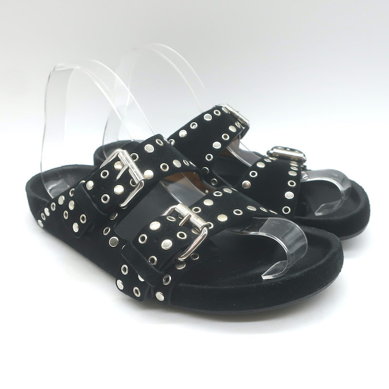 Isabel Marant Lennyo Grommet Studded Slide Sandals