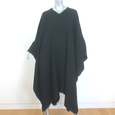 Isabel Marant Raw-Edged Oversized Poncho Black Linen-Blend One Size