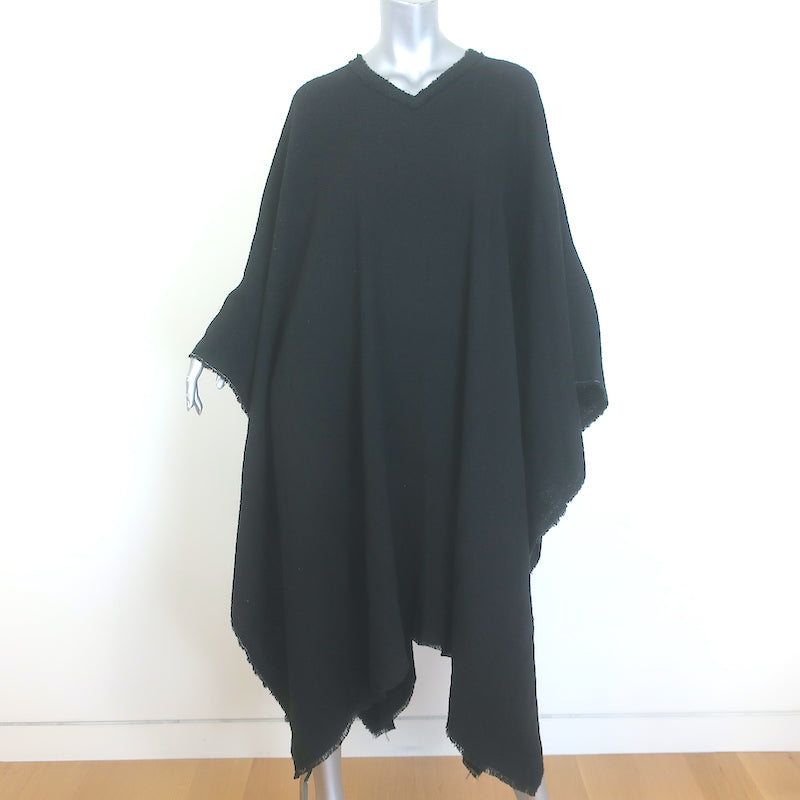 Isabel Marant Raw-Edged Oversized Poncho Black Linen-Blend One Size