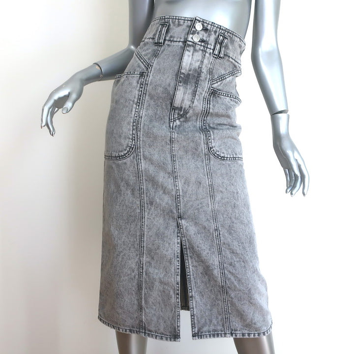 Isabel Marant Toria Denim Midi Skirt Gray Size 34
