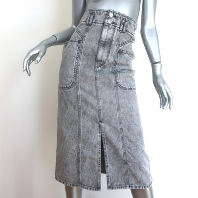 Isabel Marant Toria Denim Midi Skirt Gray Size 34