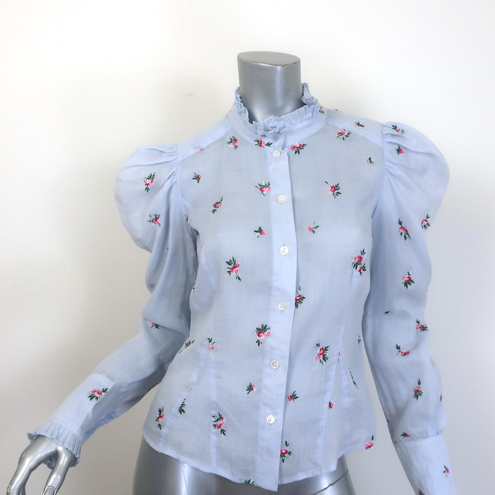 Isabel Marant Utah Floral-Embroidered Puff Sleeve Blouse