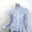 Isabel Marant Utah Floral-Embroidered Puff Sleeve Blouse Light Blue Size 36