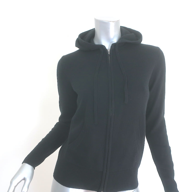 J.Crew Cashmere Full-Zip Hoodie Sweater Black Size Extra Extra Small NEW