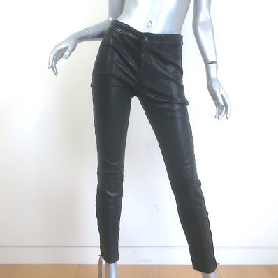 J Brand L8001 Stretch Leather Mid Rise Skinny Pants Black Size 28