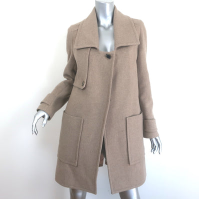 J Brand patch-pocket coat in taupe felted wool, size 6 — pre-owned, authentic luxury outerwear