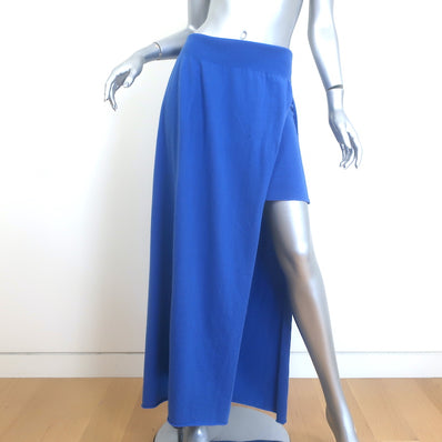 Jacquemus La Jupe Peron Foldover Knit Midi Skirt Blue Wool-Cashmere Size 42