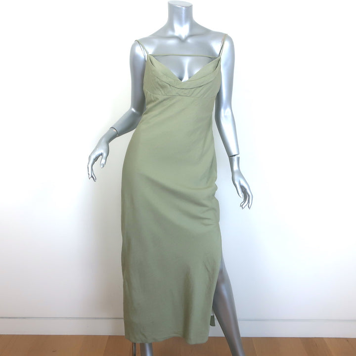Jacquemus La Robe Adour Draped Midi Dress Sage
