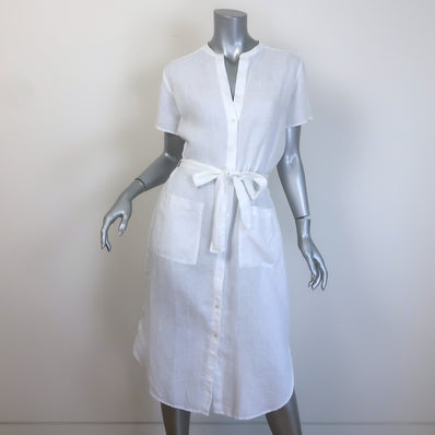 James Perse Belted Midi Shirtdress White Linen