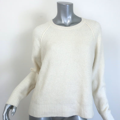 James Perse waffle knit crewneck sweater, cream wool-blend, size 1 — pre-owned, authentic luxury