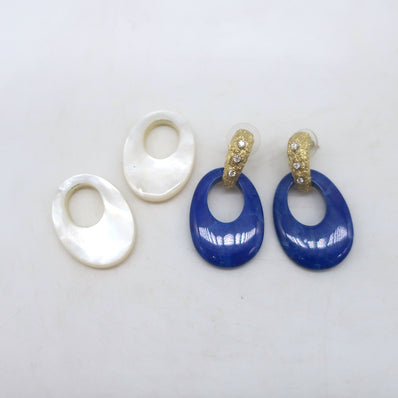 Jenna Blake Diamond Conch & Lapis Interchangeable Earrings Textured 18K Gold