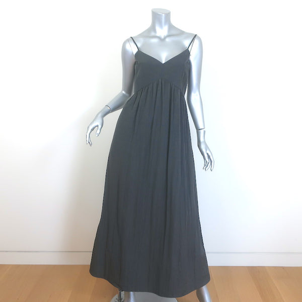 Jenni Kayne Alyssandra Empire Waist Maxi Dress Charcoal Taffeta Size Extra  Small
