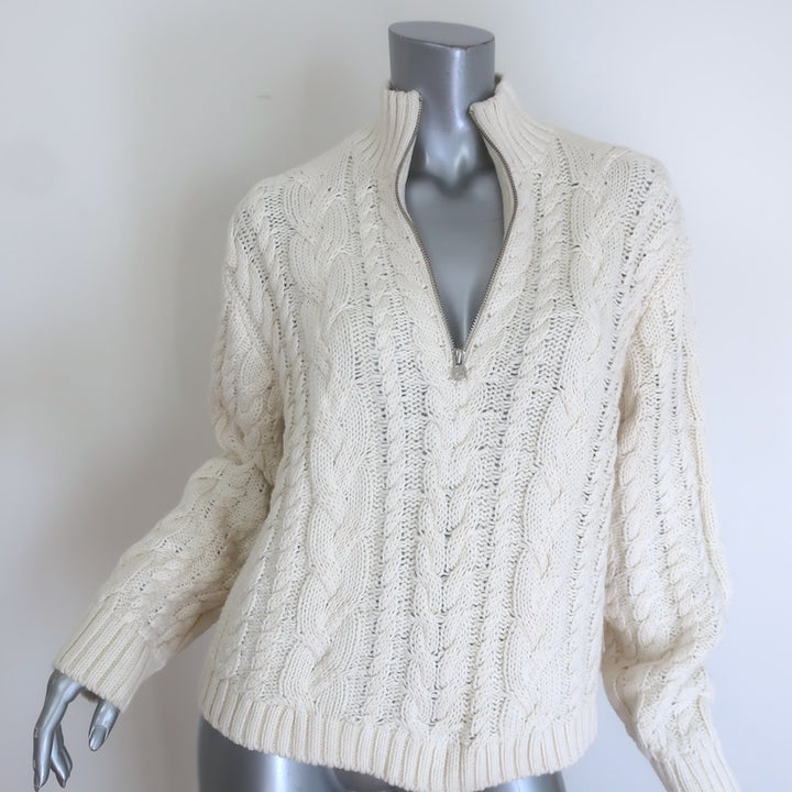 Jenni Kayne Cotton Cable Knit Half Zip Sweater