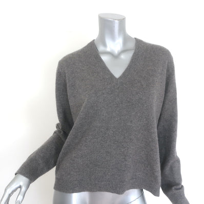 Authentic pre-owned Jenni Kayne Flynn cashmere V-neck sweater in shadow gray, size S