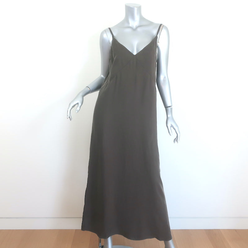 Jenni Kayne Rio Midi Slip Dress Olive Gray Matte Satin Size Small   Celebrity Owned
