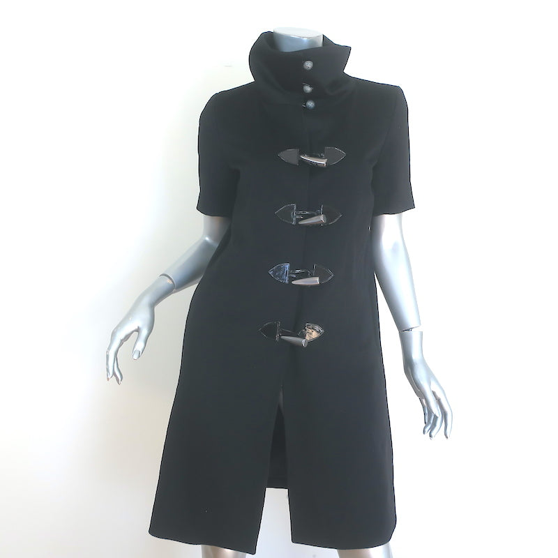 Jenni Kayne Short Sleeve Toggle Coat Black Brushed Wool Size 4