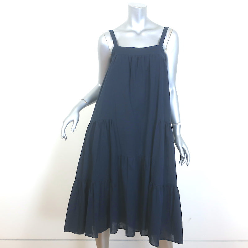 Jenni Kayne Summer Dress Navy Cotton-Linen Size Extra Small Tiered Mid Celebrity Owned Jenni Kayne Summer Dress Navy Cotton-Linen Size Extra Small Tiered Mid Celebrity Owned