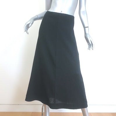 Jil Sander A-Line Midi Skirt Black Crinkled Stretch Cotton Size 34