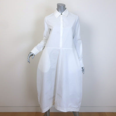 Jil Sander Bell Midi Shirtdress White Cotton Poplin Size 36