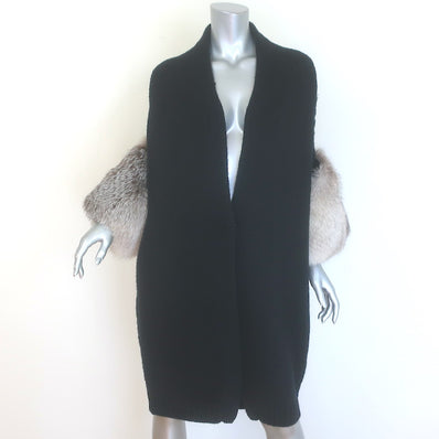 Jil Sander Cashmere Long Cardigan with Fox Fur Cuffs