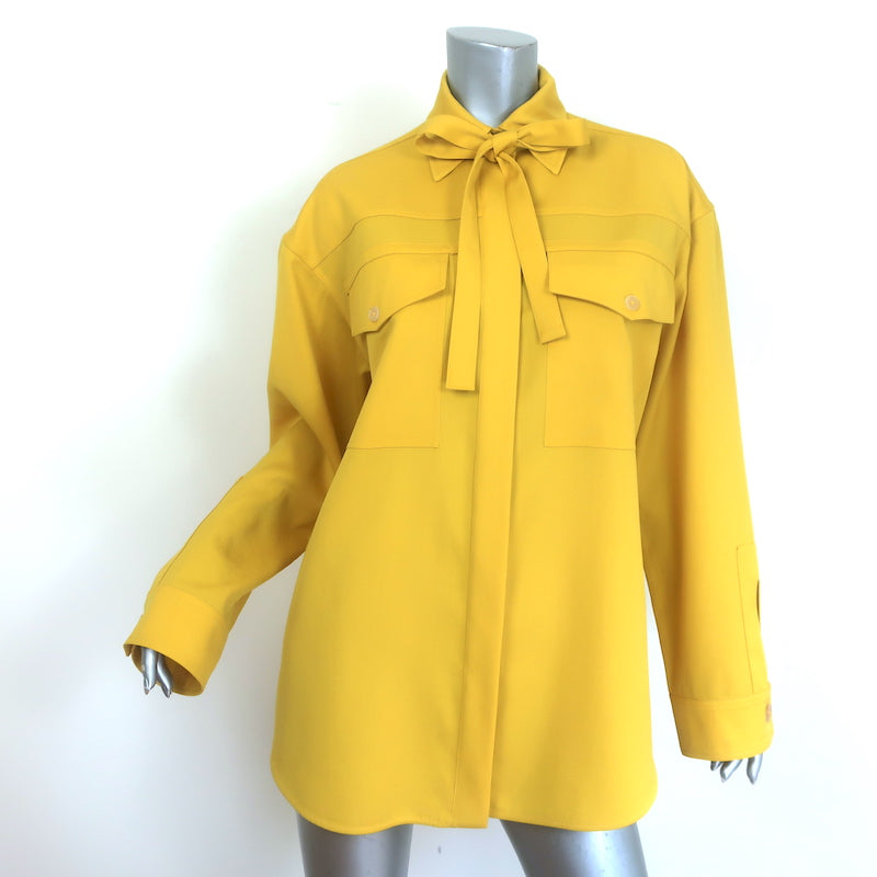 Jil Sander Tie-Neck Oversized Shirt Yellow 