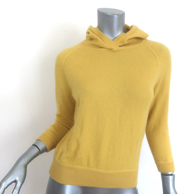 Jill Roberts cashmere shrunken hoodie in sunny yellow - luxury pre-owned women's pullover, gently worn