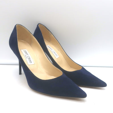 Jimmy Choo Abel Pumps Navy Suede Size 39 Pointed Toe Heels