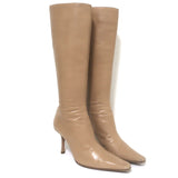 Jimmy Choo Agathe 85 Knee High Boots Nude Leather Size 40