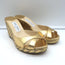 Jimmy Choo Almer 105 Metallic Woven Wedge Sandals Gold Leather Size 38