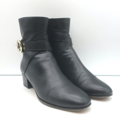 Jimmy Choo Blanka Wraparound-Buckle Ankle Boots Black Leather Size 38.5