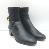 Jimmy Choo Blanka Wraparound-Buckle Ankle Boots Black Leather Size 38.5