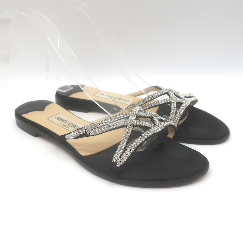 Jimmy Choo Choi Crystal-Embellished Flat Slide Sandals 