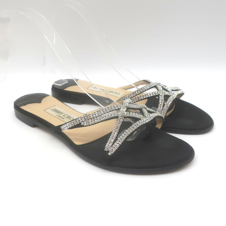 Jimmy Choo Choi Crystal-Embellished Flat Slide Sandals 